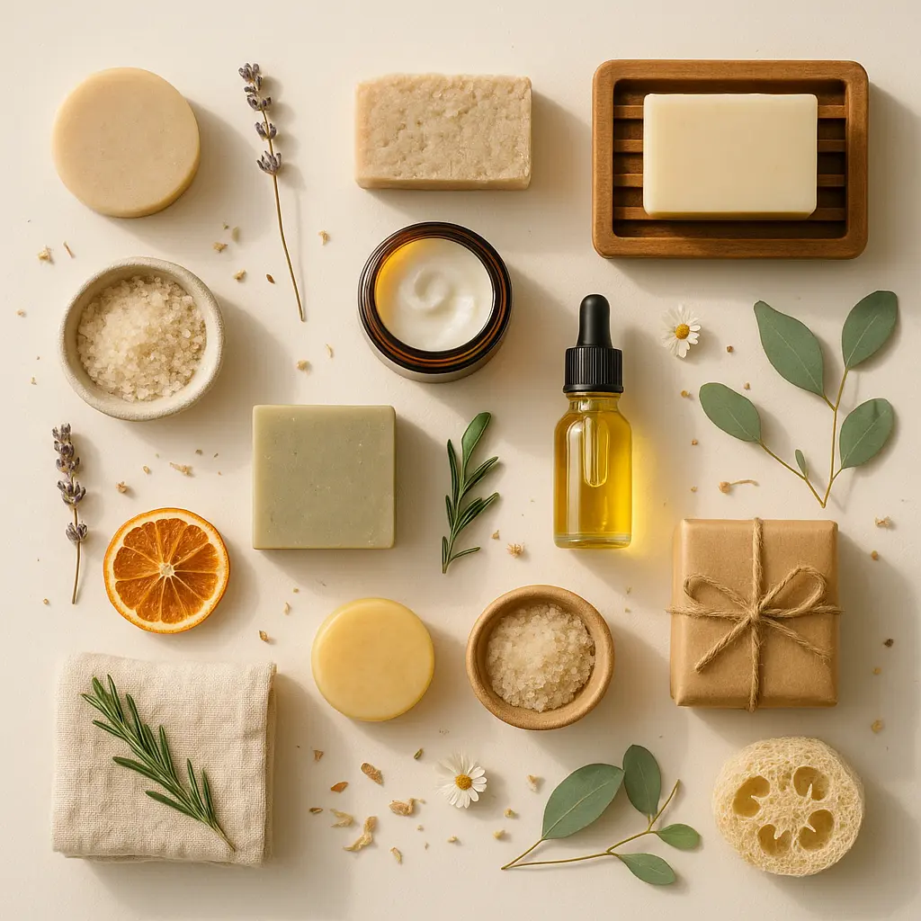 Saisonale Auswahl an Seifen und Pflegeprodukten