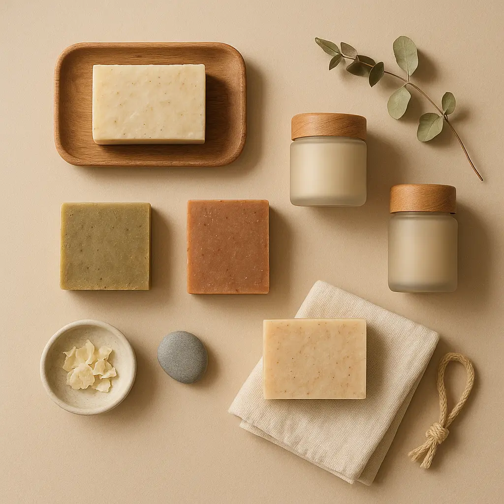 Produktauswahl aus Seifen und Pflegeprodukten